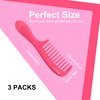 HYOUJIN 3 Pocket Wide Tooth Comb Set,Small Hair Wide Tooth Combs Detangling Shower Combs Wet Brush Detangle Comb for Curly Hair,Wet Hair,Thick Hair,Travel Pocket Wide Comb for Women,Men(Fuchsia Rose)