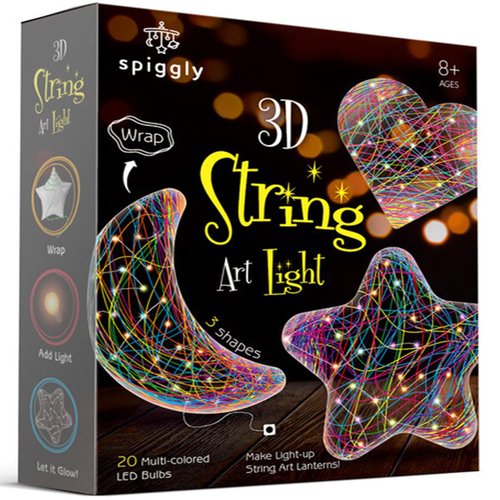 Spiggly 3D String Art Kits for Kids 9-12 Girls Arts and Crafts for Girls String Light Toy with Multi-Colored LED Bulbs Christmas Birthday Gifts for Girls and Boys Ages 6-12
