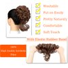Qunlinta Messy Bun Hair Piece, Long Wavy Tousled Updo Hair Bun Extensions Wavy Hair Wrap Ponytail Hairpieces Hair Scrunchies with Elastic Hair Band for Women Girls -Light Brown