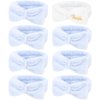 Jaciya Bachelorette Party Favors Spa Makeup Headband 8 Packs Bride Bridesmaid Headband Bridal Shower Gifts Wedding Hair Accessories(White,Blue)