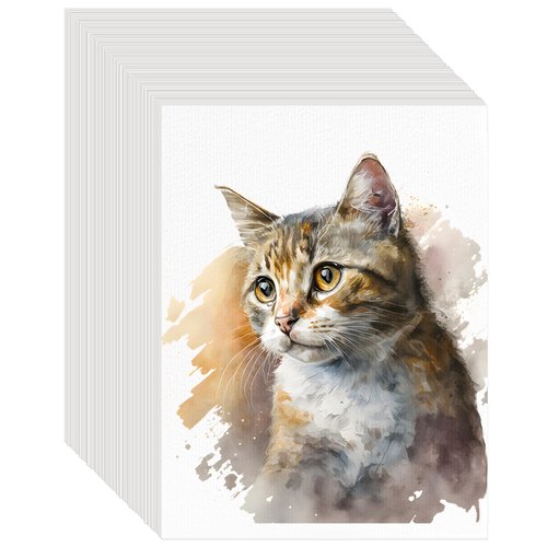 KINLINK 50PCS Thick 9x12 Bulk Watercolor Paper Pad, 140lb/300g Water Color Paper for Kids, Adults, Artists, White Art Paper for Drawing, Painting, Markers, Gouache - Textured Cotton Paper Sheets