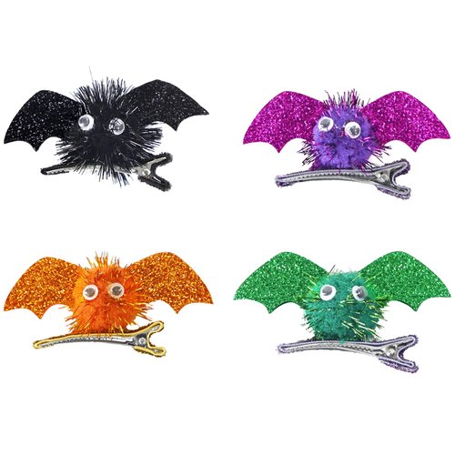 Melbelia Halloween Hair Clips for Women Girls Cute Hair Clips Glitter Bat Tassel Clips for Halloween Party Decoration Barrettes Alligator Hair Accessories for Costume,Cosplay Decor 4Pcs