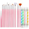 20pcs Nail Art Brushes Set, Nail Art Design Pen Painting Tools with Nail Extension Gel Brush, Nail Polish Brush, Builder Nail Gel Brush, Dotting needle,Adhesive drill pen (PinkFlower)