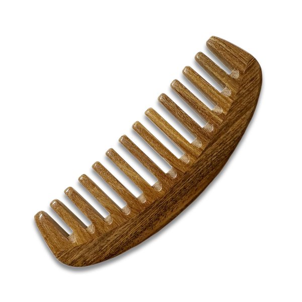 Yuutbiu Wooden Hair Comb for Thick Hair, No Handle Wide Tooth Comb, Natural Green Sandalwood Scent Detangler Comb