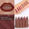 JUAAZIN Wine Matte Color Gradient Lipstick Lip Liner, Flawless Contour and Gradual Ombre Effect lip Pencil, Crayon Form and Cone Tip, High Pigmented Long Lasting Waterproof Smudge Proof 08#