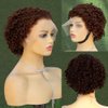 Topnormantic Pixie Cut Short Curly Wigs for Black Women Human Hair Brown Color 13x4 Wet and Curly Lace Front Wigs Pre Plucked with Baby Hair Brazilian Virgin Hair Transparent Glueless Wigs 6 Inch