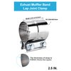 2.5 Inch Exhaust Clamps,Lap Joint Band Clamp 2pack,2 1/2 Exhaust Muffler band Clamp,304 Stainless Steel Pipe Repair Clamp DecoHongDi