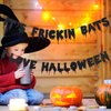 Black Glittery It's Frickin Bats I Love Halloween Banner- Halloween Theme Party Decorations,Halloween Party Supplies,Mantle Home Decor,Yard Decor