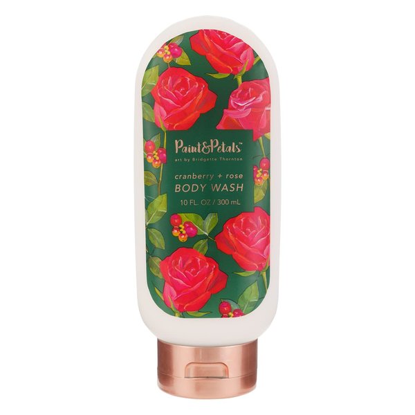 PAINT&PETALS Cranberry & Rose Scented Body Wash, Gently Cleanses, Creamy & Moisturizing Formula Featuring Shea & Mango, A Chic Addition to Any Bathroom, 10 Fl Oz