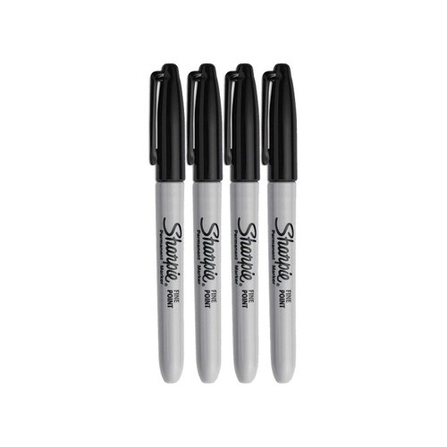 Sharpie Permanent Markers, Fine Point, Black Ink (4-Pack)