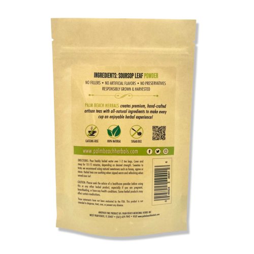 Soursop Leaf Tea - Pure Herbal Tea Series by Palm Beach Herbals (30 Tea Bags) 100% Natural