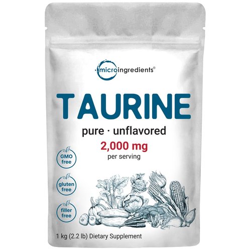Micro Ingredients Taurine Powder Supplement | 1 KG, 2000mg Per Serving | Unflavored | 100% Pure, Easily Absorbed Free Form | Essential Amino Acids for Exercise, Energy, & Heart Support