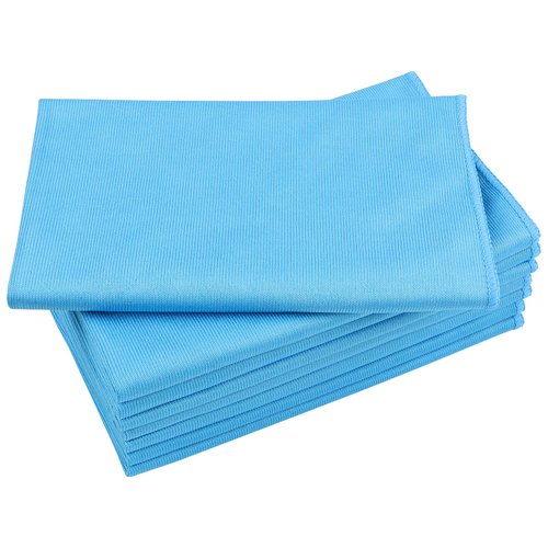 AIDEA Microfiber Glass Cleaning Cloths-8PK, Lint Free Streak Free Cleaning Towels, Quickly Clean Windows, Glass, Mirrors, Windshields, Stainless Steel, Lint-Free Window Cloth Blue-16”×14”