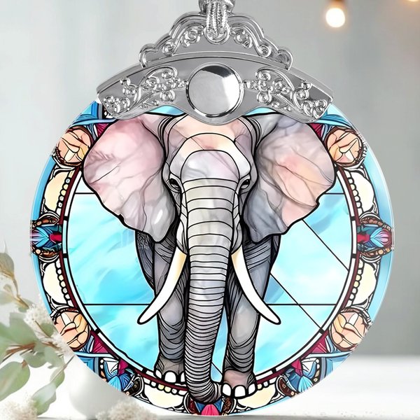 Jocidea Christmas Ornament, Elephant Christmas Decor, Elephant Ornaments for Christmas Tree, Stained Glass Ornament, Elephant Gifts, Holiday Decorations and Xmas Gifts Ideas