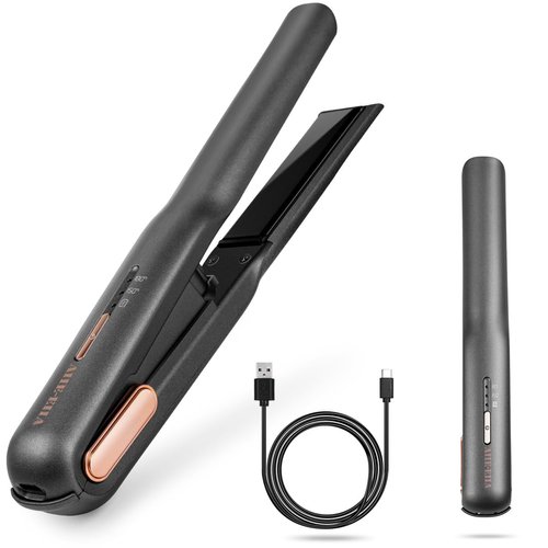 Cordless Hair Straightener, Portable Flat Iron for Hair, Fast Heating Flat Iron, Adjustable Temperature, Type-C Rechargeable, Mini for Travel(Grey)