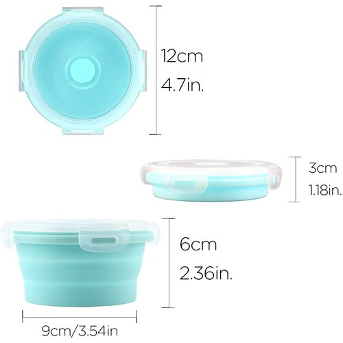 LUTER 2 Pieces Collapsible Dog Bowls Silicone Food Water Travel Bowl with Lids Portable Expandable Pet Feeding Watering Cup Dish for Walking Kennels Camping 350ml (12x12x3cm) (Pink & Blue)