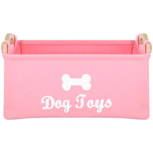 OATIPHO Dog Toy Basket, Dog Toy Storage Bins with Handle, Foldable Square Dog Toy Box Felt Dog Toy Storage Chest Organizer for Pet Toys Blankets 15"x7"x10"