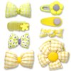 Bow Hair Clips for Girls - 8 Pack Yellow Cute Toddler Hair Clips, Barrettes & Bows, Alligator Lined Snap Clips, Baby Girls Hair Accessories for Little Kids, Children & Teens