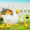 7 Pcs Duck Stuffed Animals Sets, Mommy White Duck Plush Toy with Stuffed Ducklings and Eggs in Zippered Belly Pouch, Duck Plushie Gifts for Christmas Girls Boys Birthday Surprise Farm Party Decors