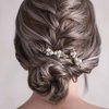 Yikisdy Wedding Sparkle Rhinestone Hair Comb Gold Pearl Hair Piece Bride Crystal Hair Accessories for Women and Girls