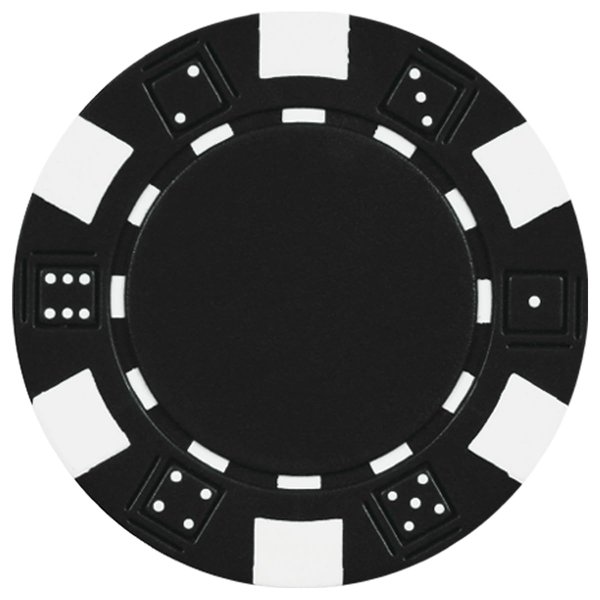 DA VINCI 50 Clay Composite Dice Striped 11.5 gram Poker Chips, Black