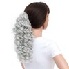 SWACC 12-Inch Ponytail Extensions Synthetic Clip in Drawstring Curly Ponytail Hairpiece Jaw Clip Hair Extension (Silver Gray)