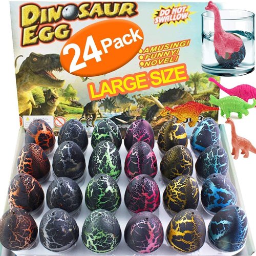 24Pcs Easter Dinosaur Eggs Dinos Egg Toys Grow in Water Easter Basket Stuffers, Hatch Egg Crack Science Kits Novelty Toy Easter Gifts Dinosaur Egg with Assorted Color for Toddler Kids 3-10 Boys Girls