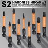 12-Pack Square Drive Bits- Premium S2 Alloy Steel Square Bit Set Magnetic Heads- Robertson Square Drill Bit Set (Long 2.55"& Hex Shank) Square Head Screwdriver Sizes #0, 1, 2, 3, and #4