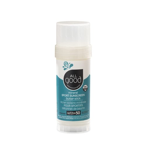 All Good Sunscreen - Sports Mineral for Face, Nose, Ears- Butter Stick SPF 50 - Coral Reef Friend...