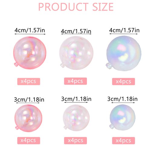 24 PCS Balls Cake Toppers Bubble Mini Balloon Topper Pearl Insert Cupcake DIY Decoration for Wedding Anniversary Graduation Birthday Party Baby Shower
