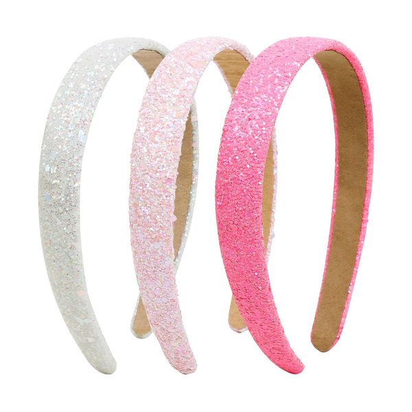 Glitter Headbands for Girls Women Non Slip Girls Headband, Sparkle Kids Headbands Cute Alice Head Band for Girl’s Hair, Girls Pink Hair Accessories for Women for Birthday Party Favors Back to School