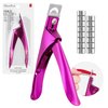 MelodySusie Acrylic Nail Clippers with 15pcs Magnet Sizers, Professional Nail Clippers Cutters for Long Acrylic Gel Nails Tips, Adjustable Stainless Nail Trimmer, Manicure Tool for Salon Home, Plum