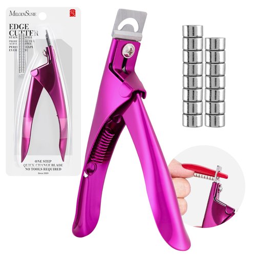 MelodySusie Acrylic Nail Clippers with 15pcs Magnet Sizers, Professional Nail Clippers Cutters for Long Acrylic Gel Nails Tips, Adjustable Stainless Nail Trimmer, Manicure Tool for Salon Home, Plum