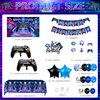 JOPHMO Video Game Birthday Party Decorations for Boy Game Happy Birthday Party Supplies with Happy Birthday Backdrop Banner Gaming Tablecloth Blue Balloon Arch Kit Cake Toppers for Boy Birthday Party