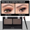 Eyebrow Powder Medium Brown Kit,Eye Brow Powder for Women Long-Lasting Waterproof Two Colors Brow Filler Get Full Defined Natural Brows,Eye Brow Contour Palette with Double-ended Eyebrow Brush