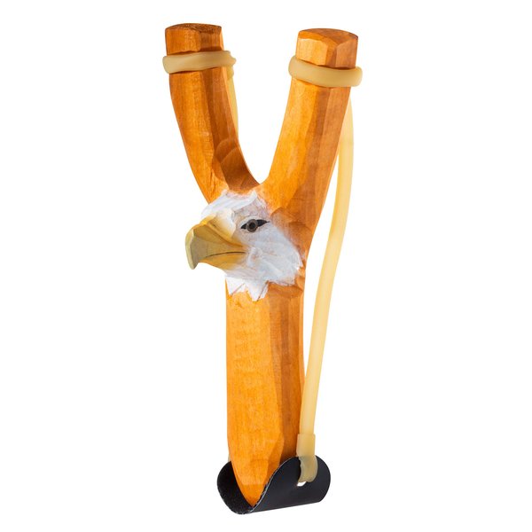 Artisan Owl Carved Wooden Eagle Head Rubber Slingshot Toy (Slingshot)