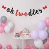 INNORU Oh Twodles Banner, Happy 2nd Birthday Party Hanging Decor for Boys Girls - Cartoon Mouse Theme 2nd Birthday Party Decorations Supplies Banner, Red & Black Glitter