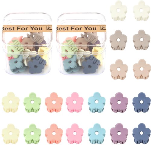 YISSION 20Pcs Mini Flower Hair Claw Clips with Box - Colorful Cute Hair Accessories for Girls & Women (10 Colors)