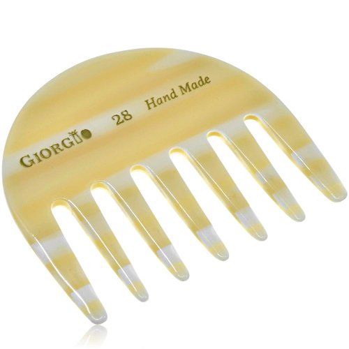 Giorgio G28 & G63 Small Travel/Purse Hair Detangling Comb, Wide Teeth Pocket Comb for Thick Curly Wavy Hair. Hair Detangler Comb For Wet and Dry. Handmade of Cellulose, Saw-Cut and Hand Polished
