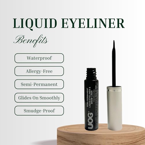 UOG Liquid Eyeliner & Eyebrow Liner - Waterproof, Semi-Permanent, Smudge-Proof, Lasts Up to 7 Days, Allergy-Free with Precise Slender Tip. 5.0 mL/0.18 Fl oz