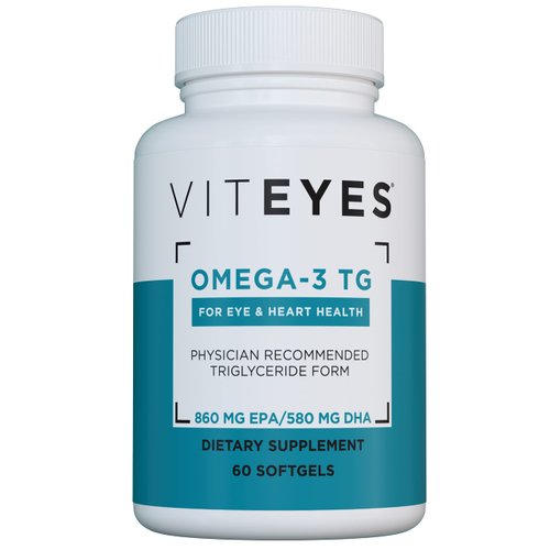 Viteyes Omega-3 TG Eye & Heart Health Supplement, Natural Triglyceride Fish Oil Formula, Clear, 60 Count