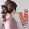 Rainbow Wool Spiral Hair Ties for Women No Damage Coil Hair Ties for Girls Hair Scrunchies Colorful Telephone Wire Hair Tie Elastic Hair Bands Ponytail Holders Telephone Line Hair Accessories, 2pcs