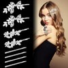 IBEQUEM 8Pcs Rhinestone Bridal Hair Clip Leaf Wedding Hairpin, Sliver Bride Crystal Hair Clips, Elegant Crystal Bobby Sparkly Pins, Rhinestone Flower Barrette Hair Accessories for Women Girls