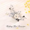 Latious Silver Bride Wedding Flower Hair Comb Rhinestone Beads Hair Sied Combs Leaf Hair Pieces Wedding Hair Accessories for Women and Girls
