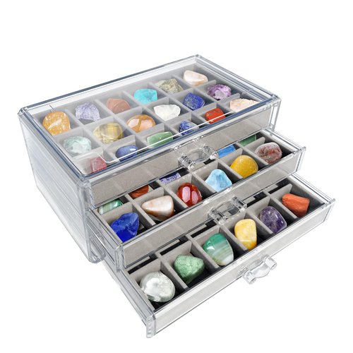 LIAQICHA Rock display case，rock collection box，crystal display shelf，rock collection box for kids，crystal display case，gemstone display case，fossil display case，rock collection display case