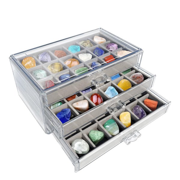 LIAQICHA Rock display case，rock collection box，crystal display shelf，rock collection box for kids，crystal display case，gemstone display case，fossil display case，rock collection display case