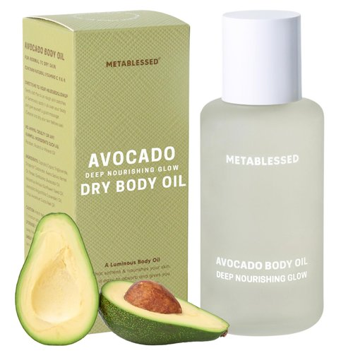METABLESSED Avocado Dry Body Oil - Deep Nourishing Glow, Fast Absorbing & Non-Greasy Body Moisturizer. Luxurious Soothing Aromatherapy. Sensitive Skin Safe, Clean Beauty 3.38 fl. oz