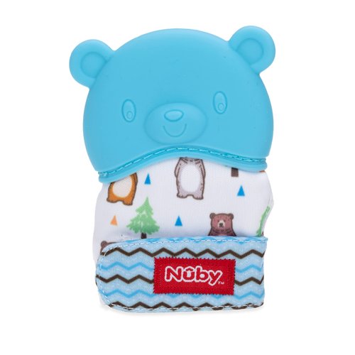 Nuby Happy Hands Silicone Teething Mitten - Baby Teething Toy - 3+ Months - Bear