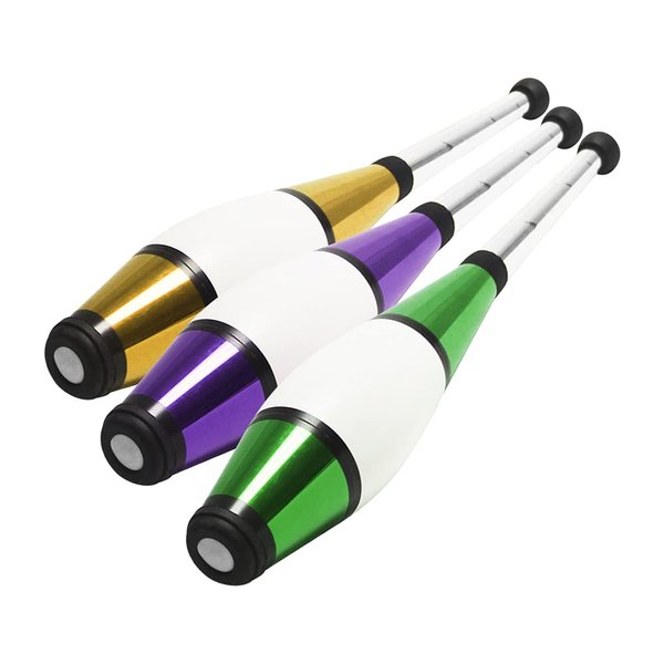 Zeekio Pegasus Juggling Club Set - Premium Quality - Beginner to Pro - Set of 3 (Purple/Green/Gold)