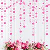 Hot Pink Party Decorations Circle Dots Garland Rose Pink White Hanging Paper Polka Dots Streamer for Birthday Bachelorette Engagement Wedding Baby Bridal Shower Anniversary Minnie Theme Party Supplies